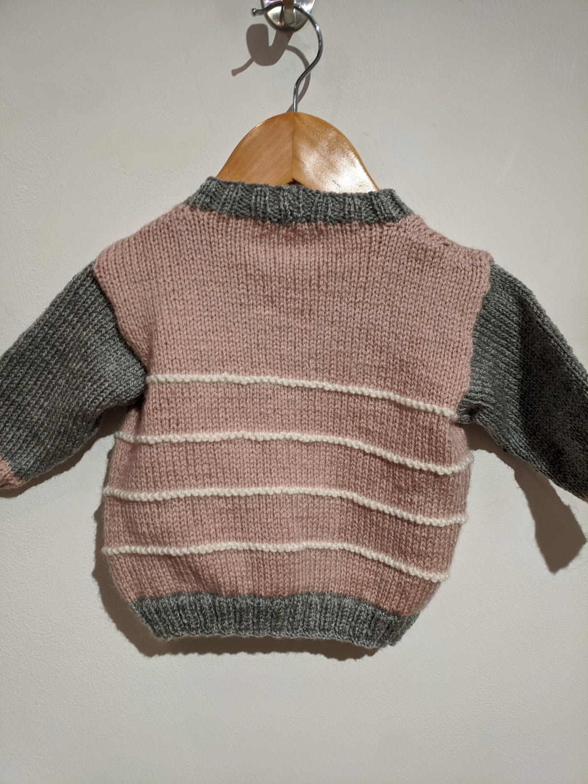 Dusky pink hand knitted cardigan