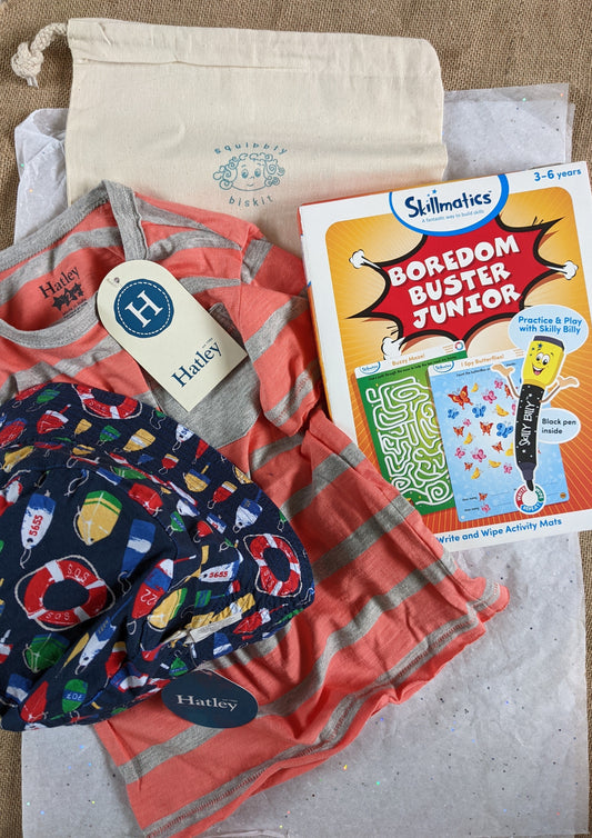Summer Gift Bag - Hatley t-shirt and hat with reusable game