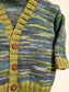 Blue green hand knitted cardigan