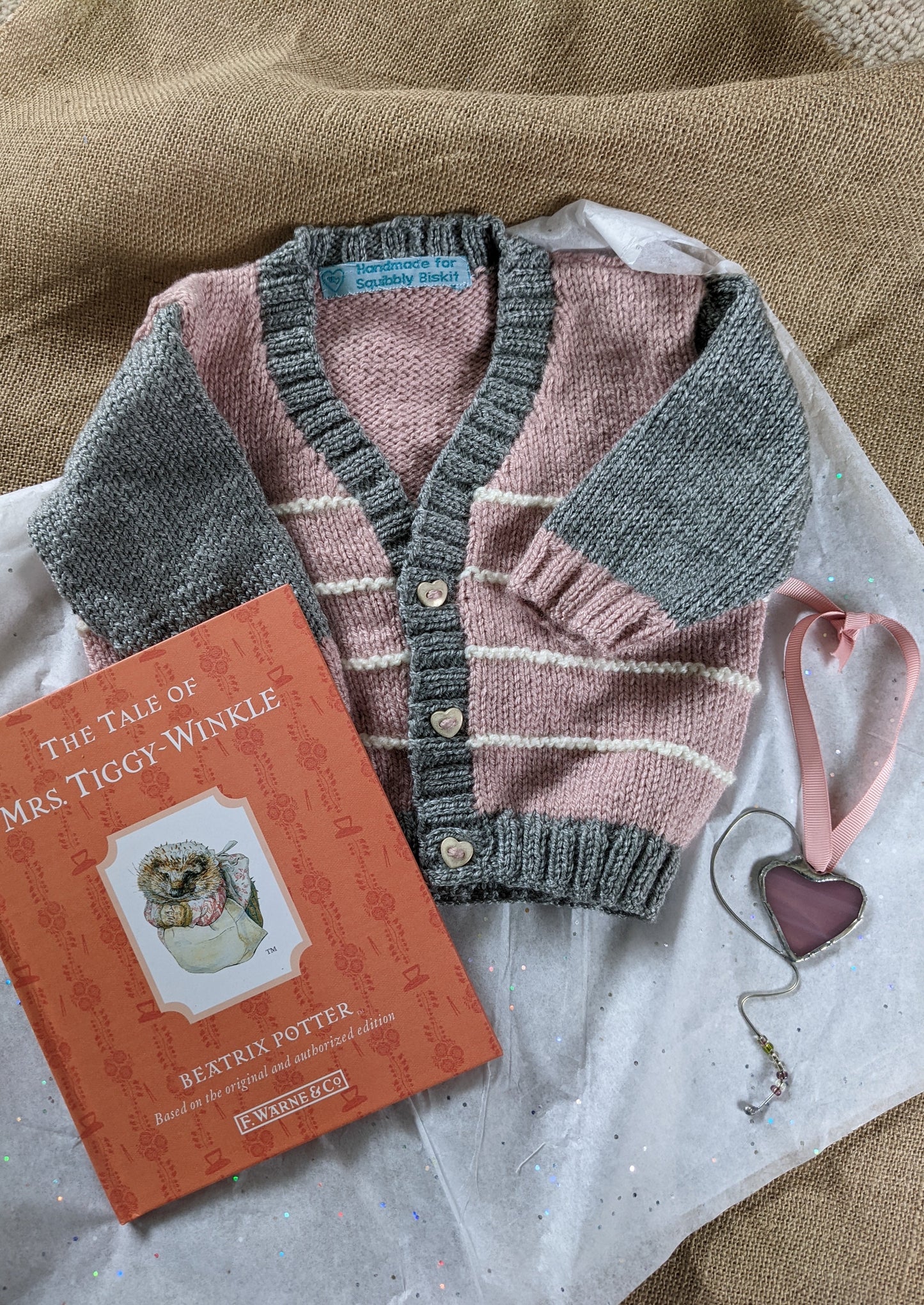 Baby Gift Bag - Cardigan, stained glass and book