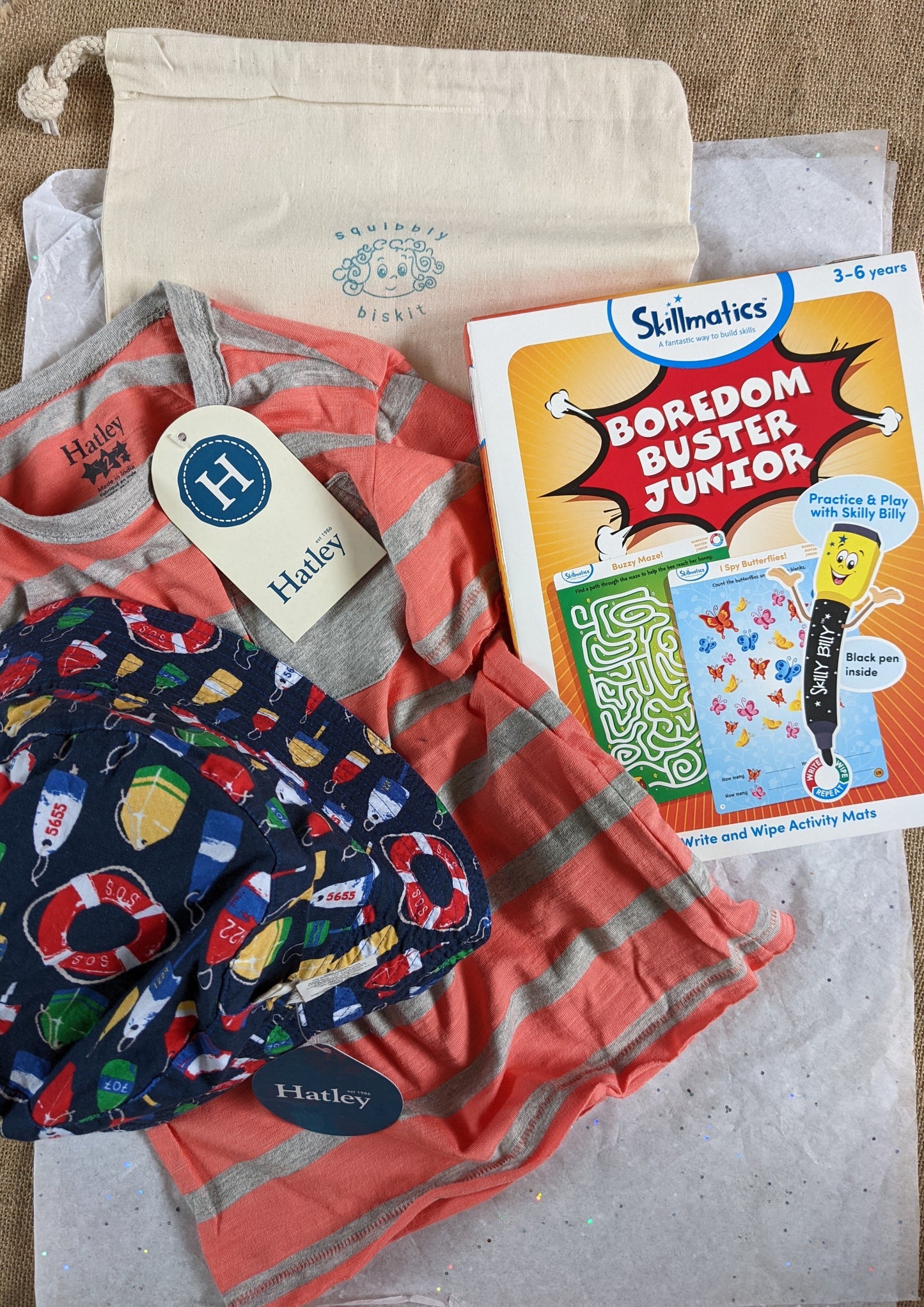 Summer Gift Bag - Hatley t-shirt and hat with reusable game
